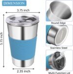 Rommeka Stainless Steel Cups for Kids, 16oz Reusable Drinking Cups Spill Proof Water Tumbler for Kids and Adults, Dishwasher Safe, 5 Pack - Image 3