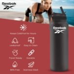 Reebok Lifestyle Stainless Steel Water Bottle - Insulated Water Bottle 32 oz With Straw - Double Wall Vacuum Insulated Sports Water Bottle, BPA Free - Image 4