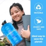 HYDRATE XL Jug 74 Oz Water Bottle - BPA Free, Leak Proof, Flip Cap, Ideal for Gym - Clear Water Container with Extra Strong Material - Perfect for Sports, Rugby, and on the Go (Transparent Blue, 2.2L) - Image 5