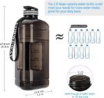 FORWEWAY Half Gallon Water Bottle with Handle 2.2L/74OZ Large Plastic Water Bottles BPA Free Water Bottles with Strap Portable with Time Marker for Camping, Hiking and Home Activity - Image 5