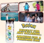 Pokemon Water Bottle for Kids with Straw, 19.6oz Plastic Reusable Drink Bottle - Image 5