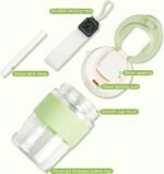Glass Bottle Kids 15oz Portable,Leak - Proof, Easy to Carry Glass Water Bottles,Ideal for On - the - Go Sipping（Green） - Image 6