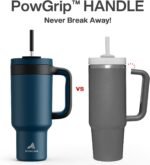 POWCAN 40 oz Tumbler with Handle, 2-in-1 Straw and Sip Lid, Leakproof, Dishwasher Safe, Insulated Stainless Steel Travel Coffee Mug, Keeps Cold for 34 Hours, Fits in Car Cup Holder (Deepsea) - Image 4