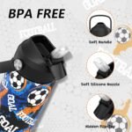 Boys Soccer Water Bottle for School，Kids 18 oz Insulated Stainless Steel Cup with Straw, Double-Wall Vacuum Leakproof - Image 4