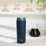 Konokyo Tumbler with Lid, 16 oz Travel Coffee Mug Double Wall Vacuum Stainless Steel Thermal Metal Cup Insulated Water Bottle,Navy Blue - Image 3