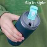 Konokyo Tumbler with Lid, 16 oz Travel Coffee Mug Double Wall Vacuum Stainless Steel Thermal Metal Cup Insulated Water Bottle,Navy Blue - Image 4