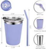 Vermida Stainless Steel Kids Cups with Lids and Straws Leakproof, 5 Pack 12oz Spill Proof Cups for Toddlers Kids Tumblers Unbreakable Sippy Cup with Straws for School, Outdoor - Image 3