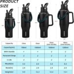 BJPKPK Insulated Water Bottles with Straw Lid, 40oz Metal Water Bottle with 2 lids & Paracord Strap, Double Wall Stainless Steel Tumbler with Handle, Reusable Cups, Mugs, Thermo, Black - Image 6
