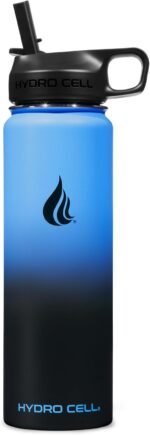 HYDRO CELL Stainless Steel Insulated Water Bottle with Straw - For Cold & Hot Drinks - Metal Vacuum Flask with Screw Cap and Modern Leakproof Sport Thermos for Adults (Blue/Black 24oz) - Image 3