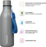 BJPKPK Insulated Water Bottles, 18 oz Stainless Steel Metal Water Bottle with Strap, BPA Free Leak Proof Jugs, Mugs, Flasks, Reusable Thermal Flasks for Sports & Travel, Grey - Image 3