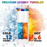 XccMe 20oz Laser Engraving Straight Skinny Tumblers,4PACK Stainless Steel Skinny tumblers with Lids and Straws,Insulated Vacuum and Powder Coated Coffee Mug for Hot and Cold Drinks (White) - Image 4