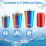 Stainless Steel Cups for Kids 12oz/350ml (4 Pack), Children's Rainbow Electroplating Cups, Camping Stainless Steel Cups, Stackable Metal Drinking Glasses, Toddler Stainless Steel Tumbler, BPA Free - Image 5