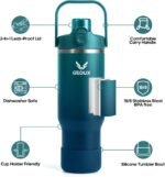 32 oz Stainless Steel Tumbler with Handle and Straw, Vacuum Insulated Water Bottle with 2-in-1 Lid (Chug/Straw) and Silicone Boot，Keeps Drinks Hot and Cold - Image 4