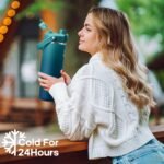 32 oz Stainless Steel Tumbler with Handle and Straw, Vacuum Insulated Water Bottle with 2-in-1 Lid (Chug/Straw) and Silicone Boot，Keeps Drinks Hot and Cold - Image 5