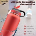 Reebok Stainless Steel Water Bottle With Straw & Athletic Design - Insulated Water Bottles 32 oz - Double Wall Vacuum Insulated Sports Water Bottle With Straw, BPA Free (Red) - Image 3