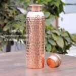 HOMEZY Copper Water Bottle (34oz/1000ml) 100% Pure Handmade Hammered Ayurvedic Pure Copper Vessel for Drinking Heavy Duty & Leak-proof - Image 3