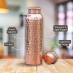 HOMEZY Copper Water Bottle (34oz/1000ml) 100% Pure Handmade Hammered Ayurvedic Pure Copper Vessel for Drinking Heavy Duty & Leak-proof - Image 5