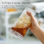 KEMORELA 20oz Ribbed Glass Tumbler with Straw and Lid 4Pcs，Coffee Bar Accessories，Reusable Iced Coffee Cups with Lids, Wide-Mouth Leak Proof Tumbler Drinking Glasses for To Go Iced Coffee - Image 4