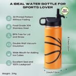 RhythmFit Basketball Gifts for Boys – 18 oz Basketball Water Bottle with 100 PCS Stickers, Stainless Steel Insulated Bottle, Sports Gear & Stuff for Boys - Image 3