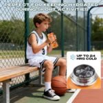 RhythmFit Basketball Gifts for Boys – 18 oz Basketball Water Bottle with 100 PCS Stickers, Stainless Steel Insulated Bottle, Sports Gear & Stuff for Boys - Image 4