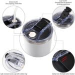 Customized 40OZ Portable Cup with Handle for Home Office Car, Leak Resistant Outdoor Indoor Water Bottle Customization, Custom Travel Bottles with Straw Lip and Soft Straw Brush, BlankWhite - Image 5