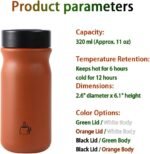 11 oz Vacuum Insulated Small Water Bottle – Mini Stainless Steel Travel Mug – Leak-Proof, – 316 Inner Stainless Steel, 304 Outer, Matte Finish – Hot & Cold Retention - Image 3