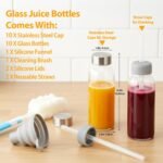 Sursip 10 oz Glass Juice Bottles, 10 Pack with Stainless Steel Lids – Reusable Small Glass Bottles for Smoothies, Iced Tea & Milk – Leak-Proof, BPA-Free, Dishwasher Safe - Image 3