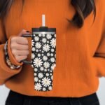 40 OZ Daisy Tumbler with Handle.Daisy Lover Gifts.Unique Birthday Christmas Gifts for Daisy Lover.Personalized 40 OZ Daisy Tumbler Gifts for Women Men. - Image 4