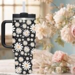 40 OZ Daisy Tumbler with Handle.Daisy Lover Gifts.Unique Birthday Christmas Gifts for Daisy Lover.Personalized 40 OZ Daisy Tumbler Gifts for Women Men. - Image 5