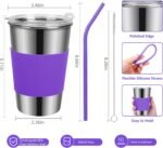 Yummy Sam 6 Pack Kids Cups with Silicone Straws and Lids 16oz Stainless Steel Water Drinking Bottle with Non-Slip Heat Insulation Full Sleeves for Children Adult School Outdoor Home Use - Image 3