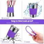 Yummy Sam 6 Pack Kids Cups with Silicone Straws and Lids 16oz Stainless Steel Water Drinking Bottle with Non-Slip Heat Insulation Full Sleeves for Children Adult School Outdoor Home Use - Image 4