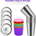 Yummy Sam 6 Pack Kids Cups with Silicone Straws and Lids 16oz Stainless Steel Water Drinking Bottle with Non-Slip Heat Insulation Full Sleeves for Children Adult School Outdoor Home Use - Image 5