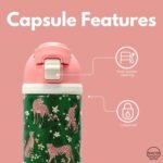 Mayim Capsule – 24oz Vacuum Insulated Water Bottle with Locking Lid & Carry Handle | Stainless Steel Travel Tumbler for Iced Coffee & Water | BPA-Free, Leakproof (Jungle Green – Safari Chic) - Image 3