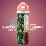 Mayim Capsule – 24oz Vacuum Insulated Water Bottle with Locking Lid & Carry Handle | Stainless Steel Travel Tumbler for Iced Coffee & Water | BPA-Free, Leakproof (Jungle Green – Safari Chic) - Image 4