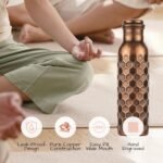 Pure Copper Water Bottle - BPA Free Non-Insulated Jointless Leakproof Durable Reusable Metal Bottles -Antique Diamond - 32 Oz - Image 5