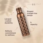 Pure Copper Water Bottle - BPA Free Non-Insulated Jointless Leakproof Durable Reusable Metal Bottles -Antique Diamond - 32 Oz - Image 6