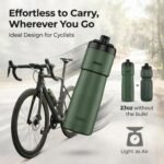 The Clean Hydration Co Insulated Bike Water Bottle | Easy Clean Nozzle, Easy Squeeze | Cycling Running Fitness Water Bottle | Gym Sport Bottle | Sport 23 Oz | Matte Black (Black) (Green, 23 Oz) - Image 5