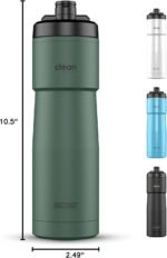 The Clean Hydration Co Insulated Bike Water Bottle | Easy Clean Nozzle, Easy Squeeze | Cycling Running Fitness Water Bottle | Gym Sport Bottle | Sport 23 Oz | Matte Black (Black) (Green, 23 Oz) - Image 6