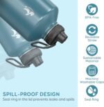Coolflask 128 oz Gallon Water Bottle Insulated with Straw&3 Lids, Water Jug Large Stainless Steel Metal Vacuum Wide Mouth for Sports, Gym or Office, Non-BPA Keep Cold 48H Hot 24H, Samurai Cyan - Image 4
