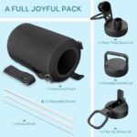 Coolflask 128 oz Gallon Water Bottle Insulated with Straw&3 Lids, Water Jug Large Stainless Steel Metal Vacuum Wide Mouth for Sports, Gym or Office, Non-BPA Keep Cold 48H Hot 24H, Samurai Cyan - Image 5