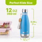 Mollcity Kids Water Bottle for School-12 oz Stainless Steel Double Wall Vacuum Insulated Sports Water Bottle Reusable Metal Leak Proof Cola Shape Flask for Girls (Sky Blue) - Image 4