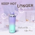 Allcho Insulated Water Bottle for Women, 18 oz Stainless Steel Water Bottles, Double Walled, 2 Lids (Chug & Tumbler) - Hydrate & Caffeinate, Available Gift Wrapping - Image 6