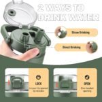 MUKOKO 32 oz Glass Tumbler with Straw,Glass Water Bottles with Time Marker,Iced Coffee Cup with Silicone Sleeve,Motivational Drinking Bottles,Leakproof-Olive - Image 3