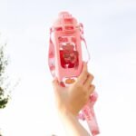 GMKD Kawaii Water Bottle for Girls Cute Kids Water Bottles with Straw Square Drinking Bottle, Portable Leakproof Water Jug for School, 24 oz (Pink-700ml) - Image 3