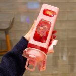 GMKD Kawaii Water Bottle for Girls Cute Kids Water Bottles with Straw Square Drinking Bottle, Portable Leakproof Water Jug for School, 24 oz (Pink-700ml) - Image 4