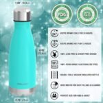 CHILLOUT LIFE Stainless Steel 2 Pack Water Bottle for Kids School: 12 oz Double Wall Insulated Cola Bottle Shape for Cold and Warm Drinks, 2 Set (Rose Gold - Aqua Blue) - Image 3