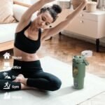 BLUEGO 32oz Glass Water Bottle with Handle and Straw|Leakproof Sports Glass Bottle with Time Marker and Silicone Sleeve|Glass Drinking Bottle for Travel, Gym, Workout, Olive - Image 5