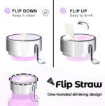 24 oz Insulated Slim Water Bottle with Flip Straw and Handle, Stainless Steel Water Bottles, Fits Car CupHolder, 100% Leak Proof, Keeps Drink Cold Up to 24 Hours, Sports/Gift (Fantasy Purple) - Image 5