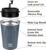 WETOWETO 12oz Reusable Coffee Cup, Coffee Travel Mug with Lid, Spill Proof Thermal Mug, Double-Walled Insulated Cup, Stainless Steel Portable Cup for Hot and Cold Drinks(Blue) - Image 4