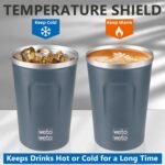 WETOWETO 12oz Reusable Coffee Cup, Coffee Travel Mug with Lid, Spill Proof Thermal Mug, Double-Walled Insulated Cup, Stainless Steel Portable Cup for Hot and Cold Drinks(Blue) - Image 5